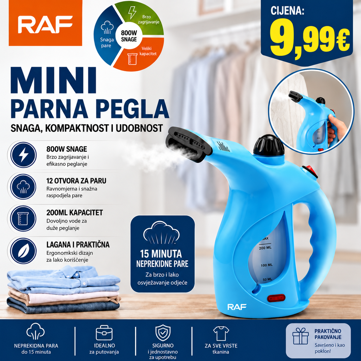 Mini Parna Pegla RAF – Kompaktna, snažna i uvijek pri ruci