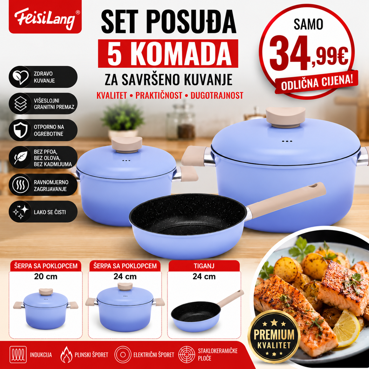 Set posuđa FeisiLang – 5 komada