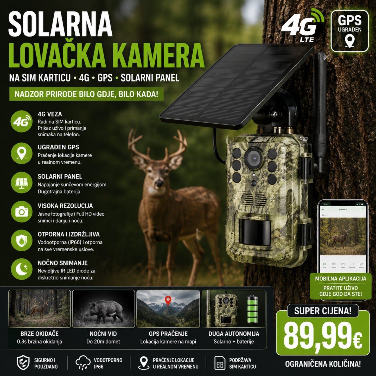 Solarna Kamera sa SIM Karticom i GPS-om