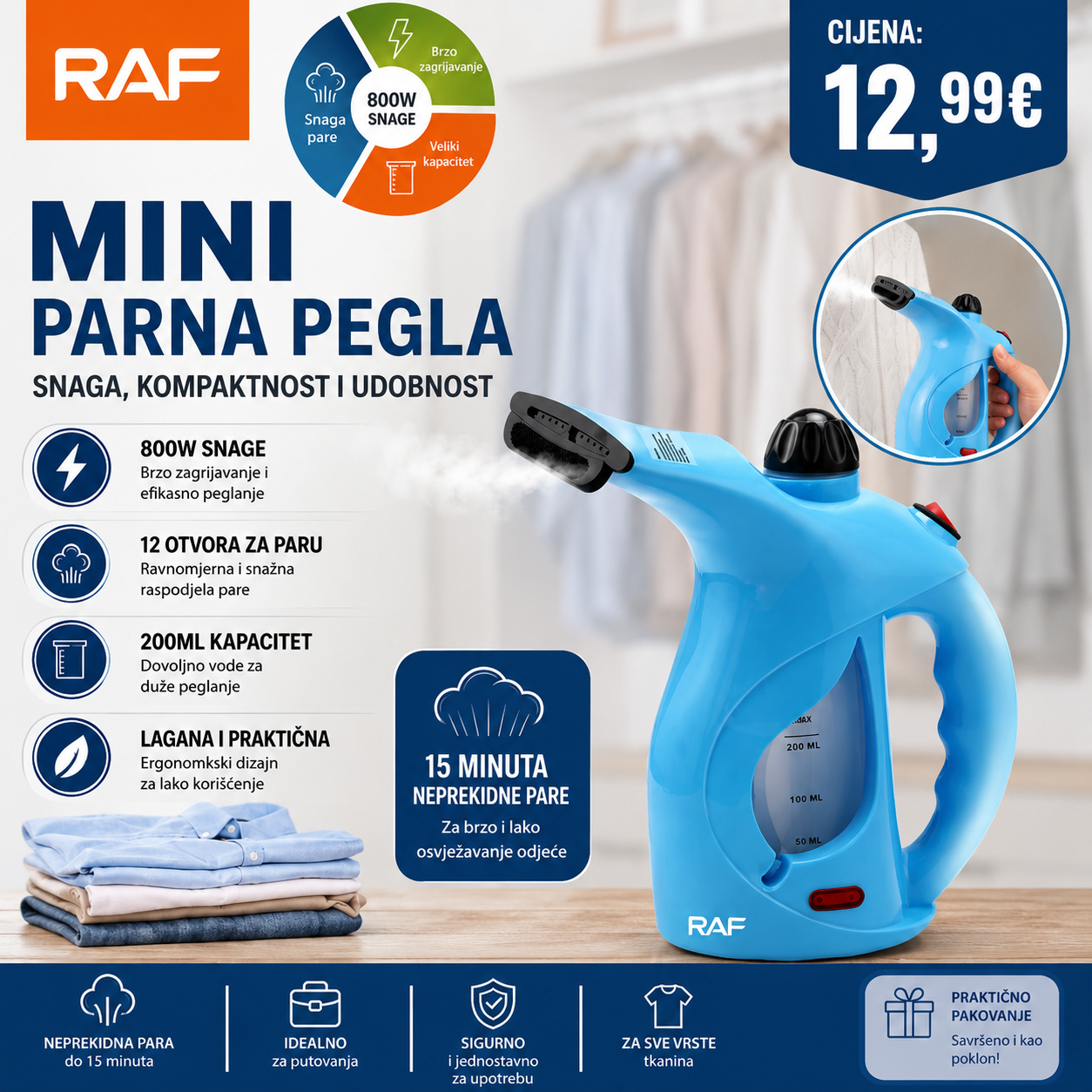 Mini Parna Pegla RAF – Kompaktna, snažna i uvijek pri ruci