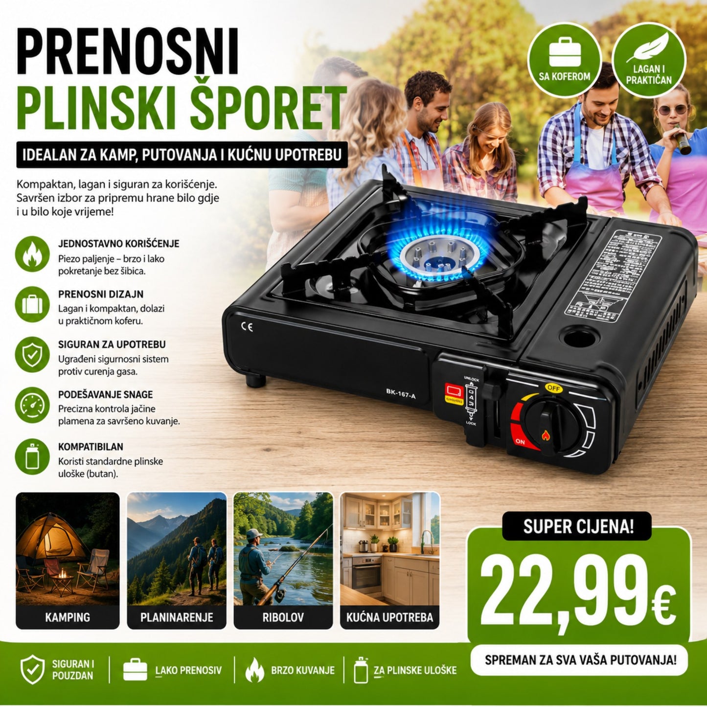Prenosni Plinski Šporet sa Koferom
