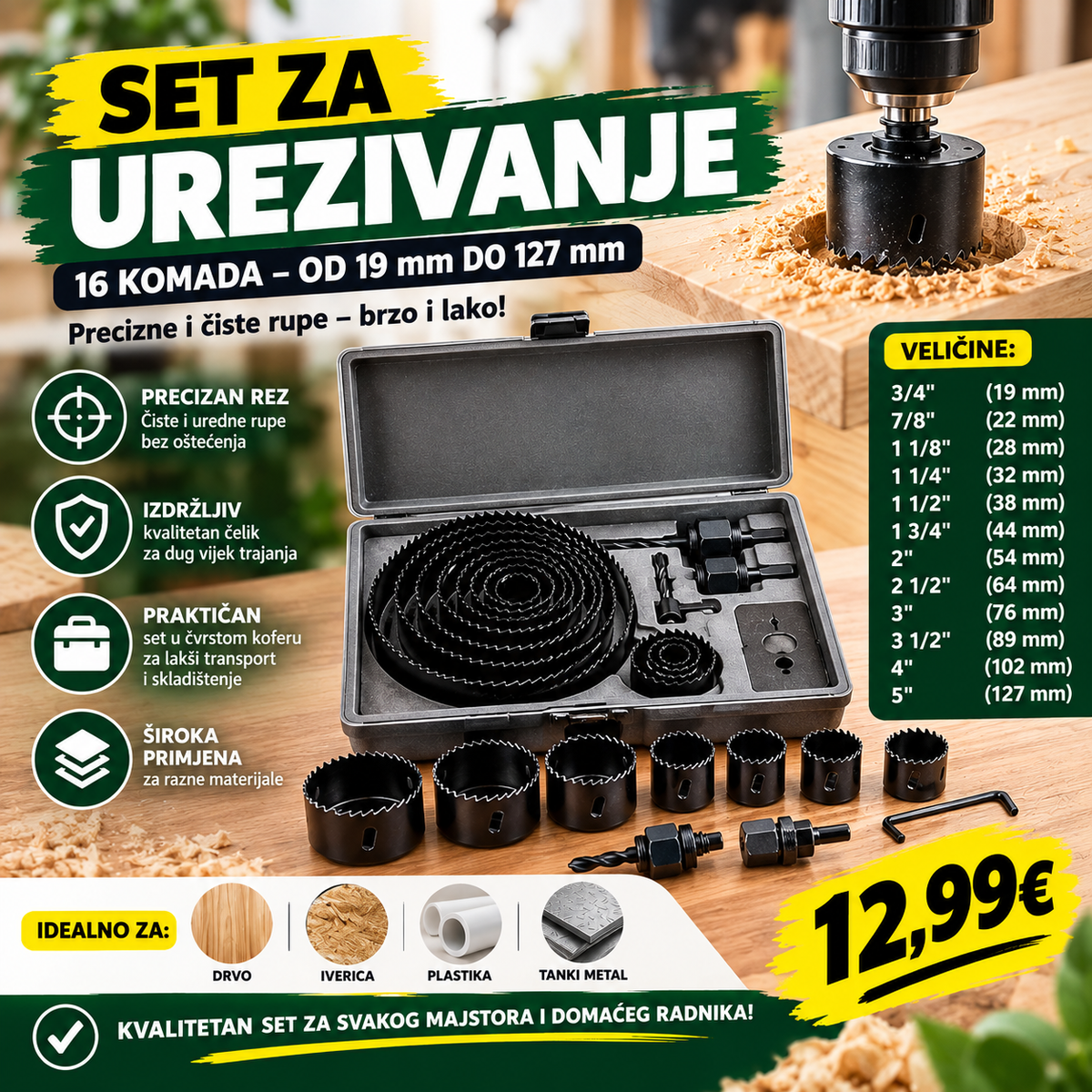 Set za urezivanje 16/1