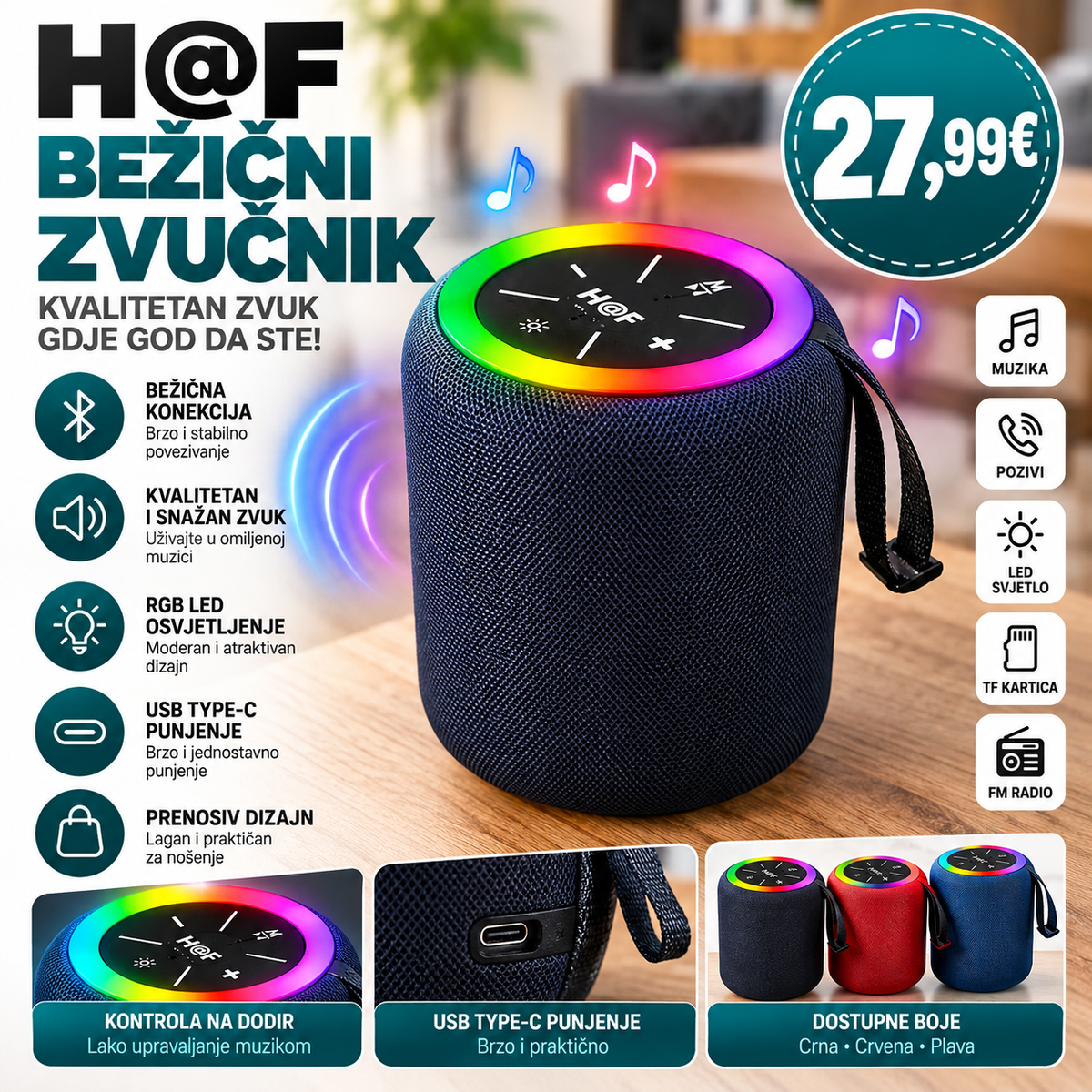 Bluetooth zvucnik H@F