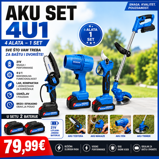 AKU SET 4U1 – komplet za baštu i dvorište sa 2 baterije