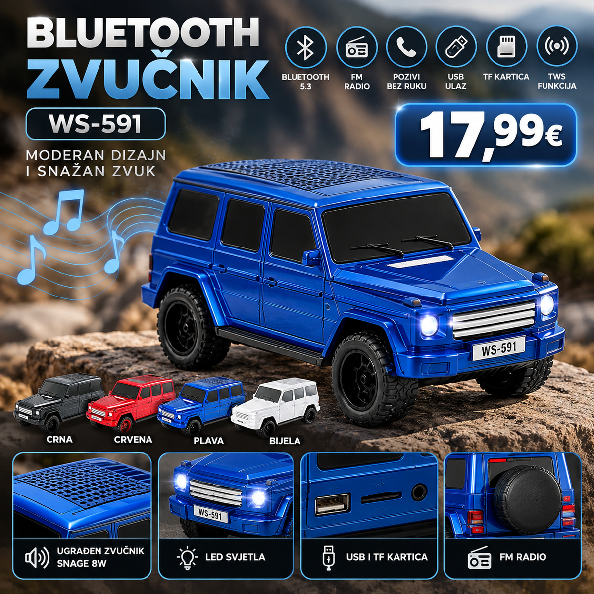 Bluetooth zvučnik WS-591 8W