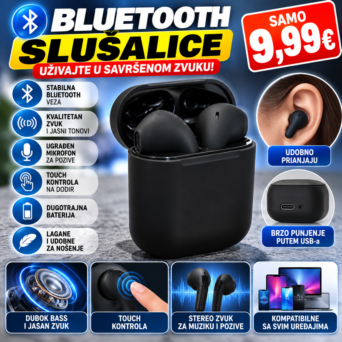 Bluetooth slusalice