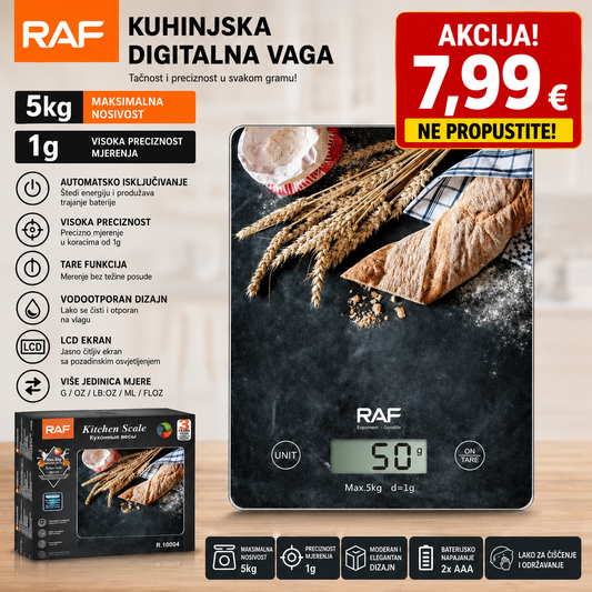 RAF  Kuhinjska Digitalna Vaga – 5kg, Preciznost 1g
