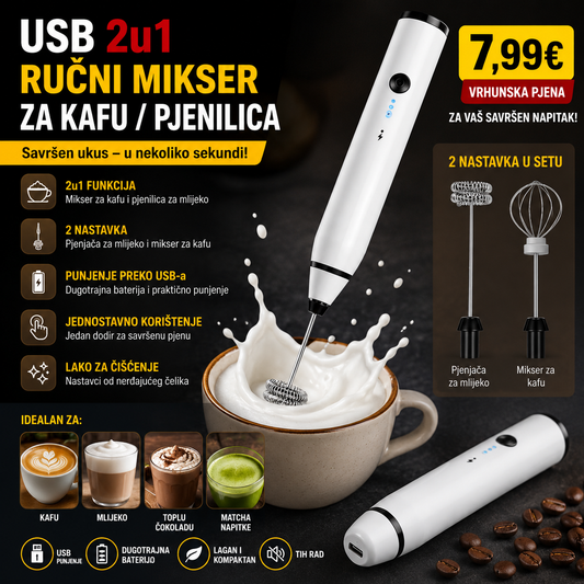 Usb 2u1 rucni mikser za kafu/ pjenilica