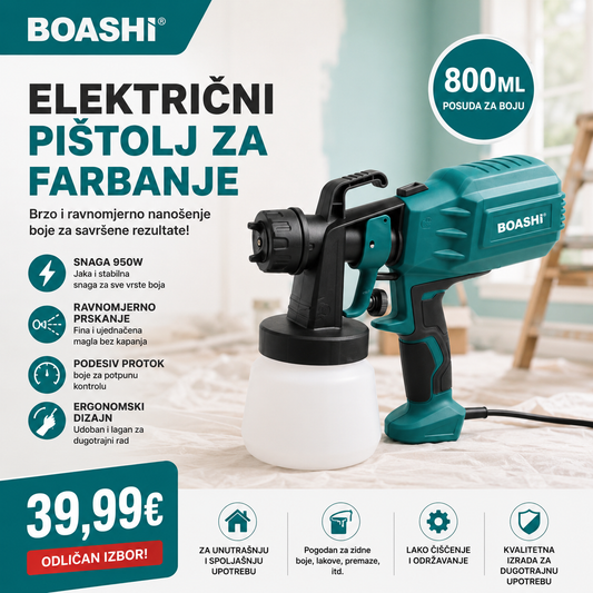 BOASHI BS-9501G Električni Pištolj za Farbanje – 800 ml