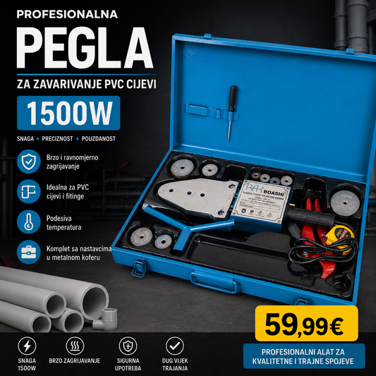 Profesionalna pegla za zavarivanje PVC cijevi 1500W