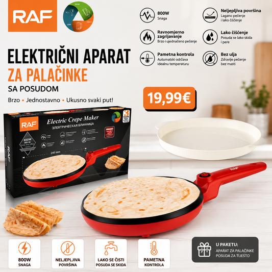 RAF elektricni aparat za palacinke sa posudom