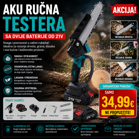 Aku rucna testera sa dvije baterije od 21V