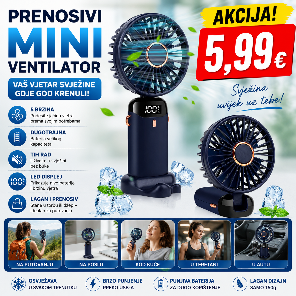 Prenosivi mini ventilator