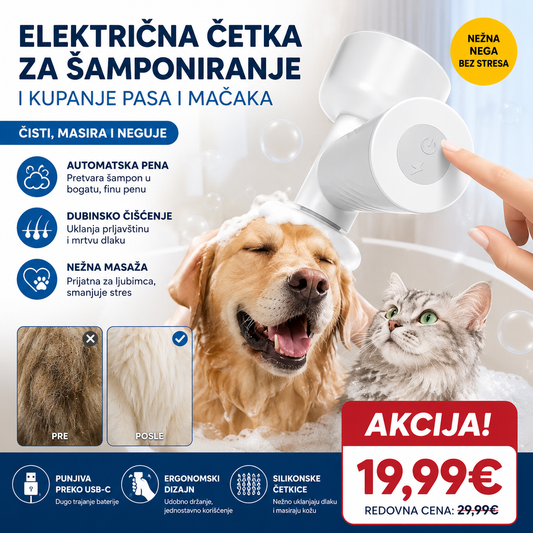 Električna četka za šamponiranje i kupanje pasa i mačaka