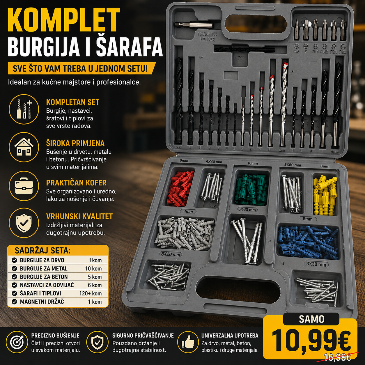 Komplet burgija i šarafa