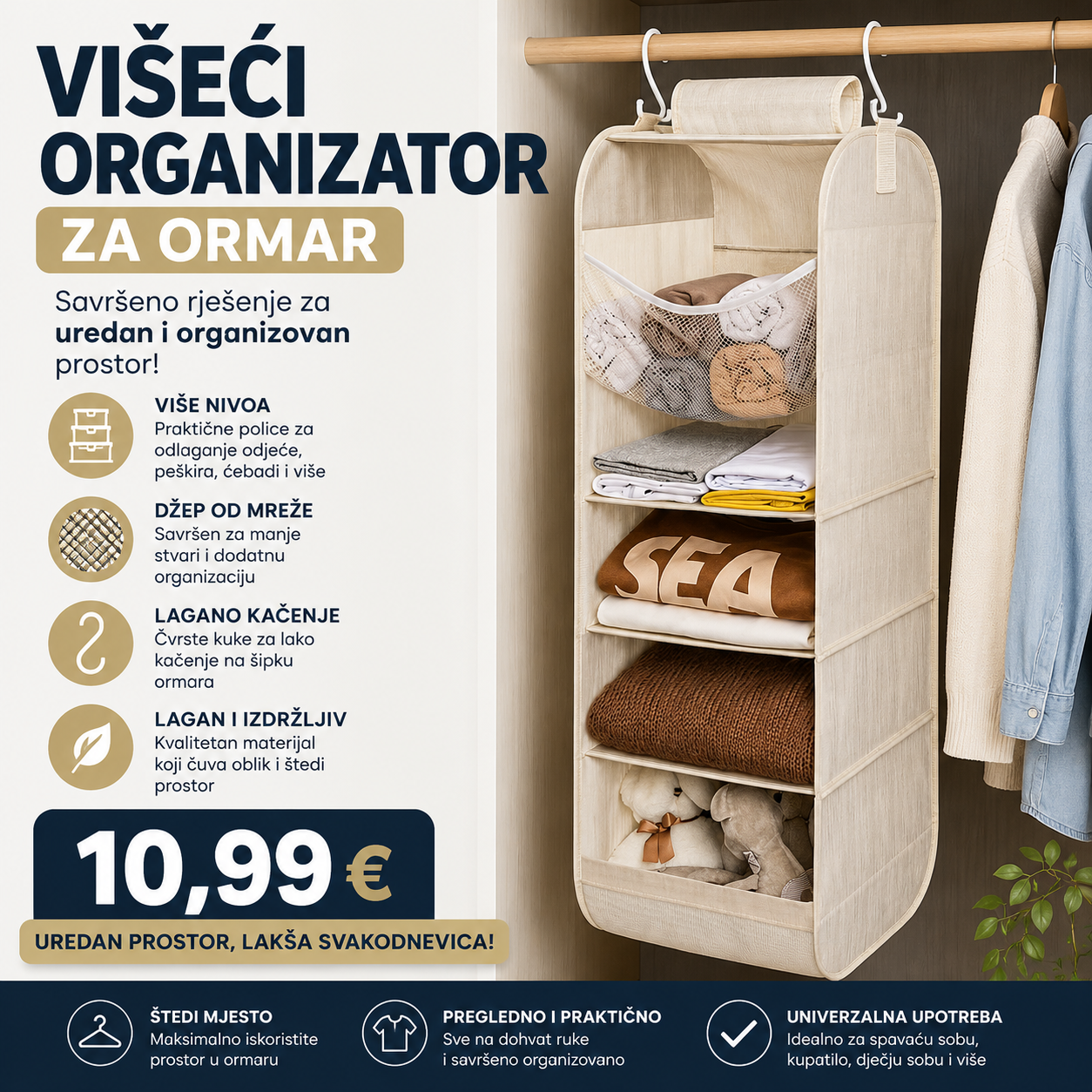 Viseći organizator za ormar