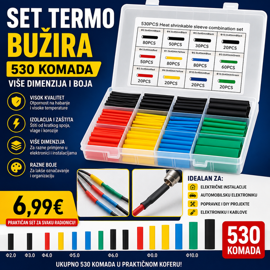 Set termo bužira – 530 komada | Više dimenzija i boja