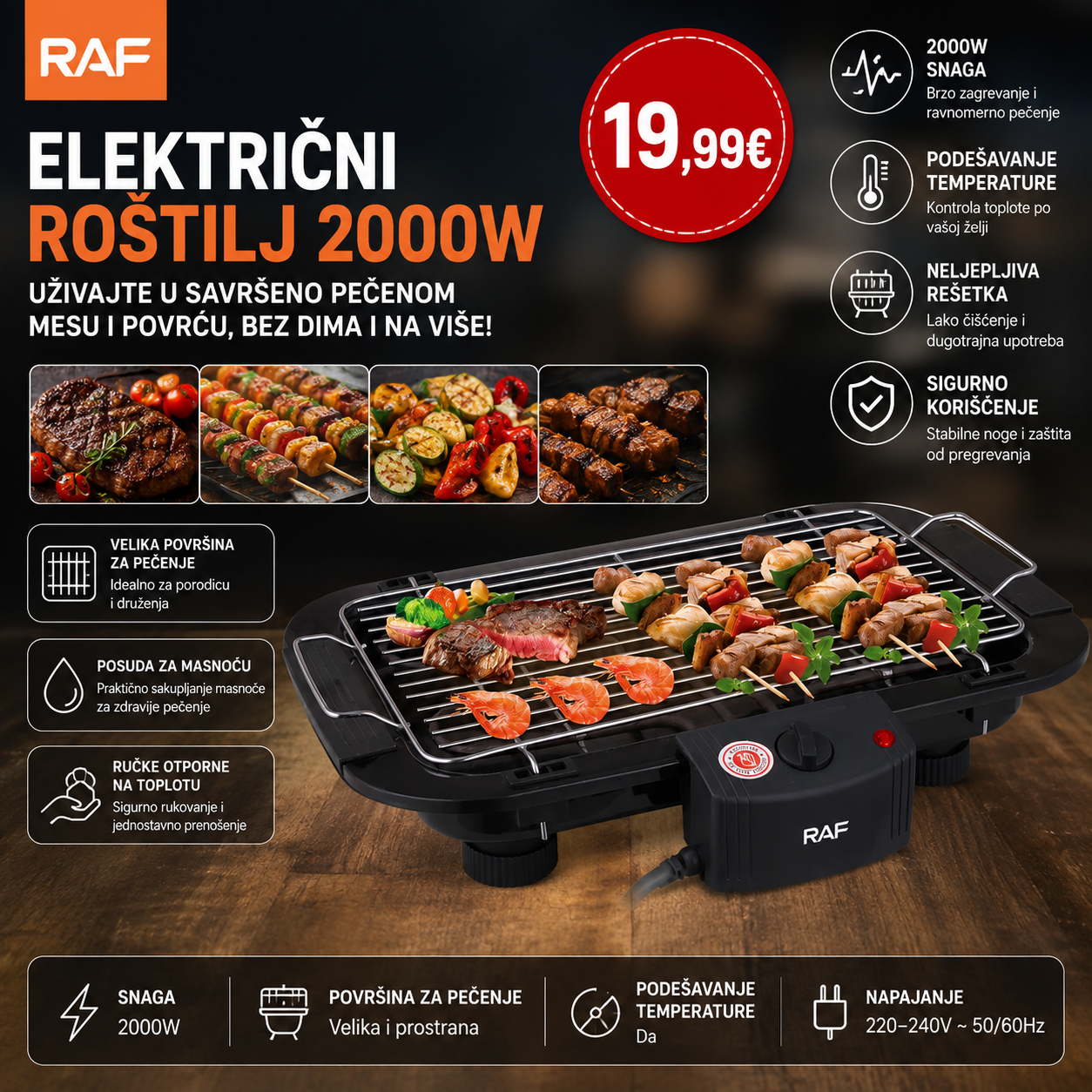 Električni Roštilj 2000W