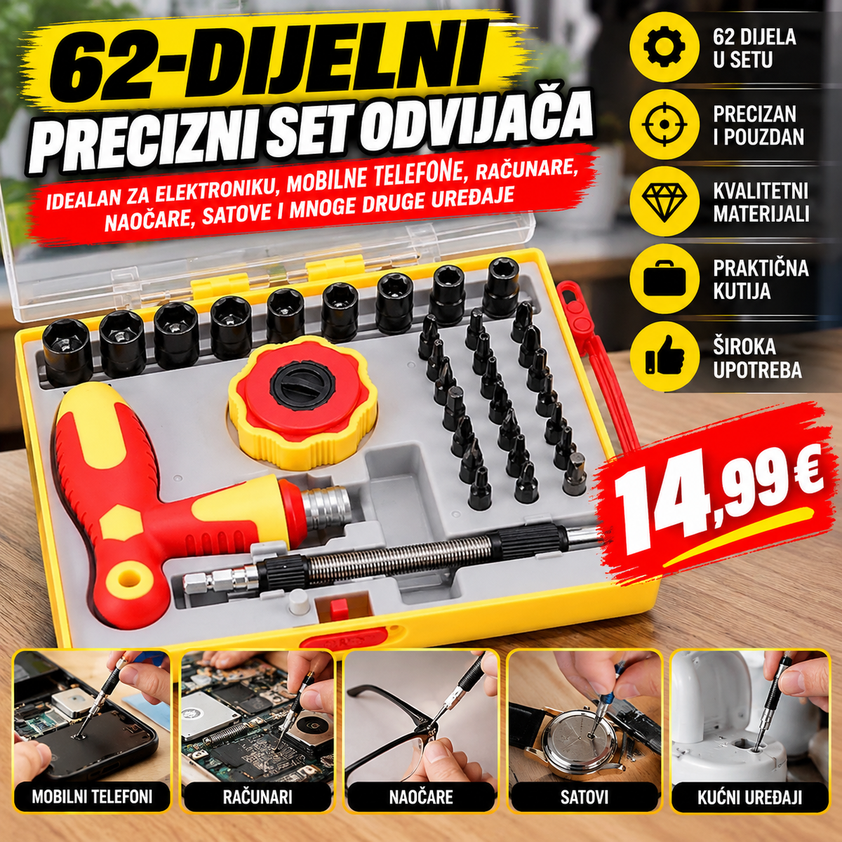 62-dijelni precizni set odvijača
