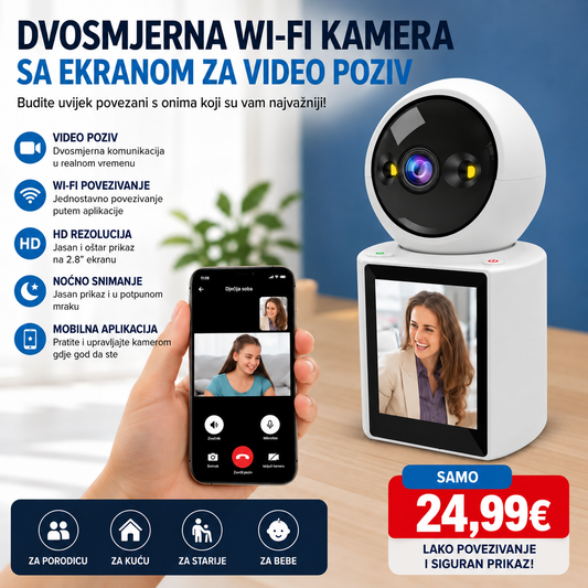 Dvosmjerna Wi-Fi kamera sa ekranom za video poziv