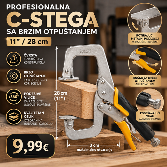 Profesionalna C-Stega sa Brzim Otpuštanjem – 11" / 28 cm