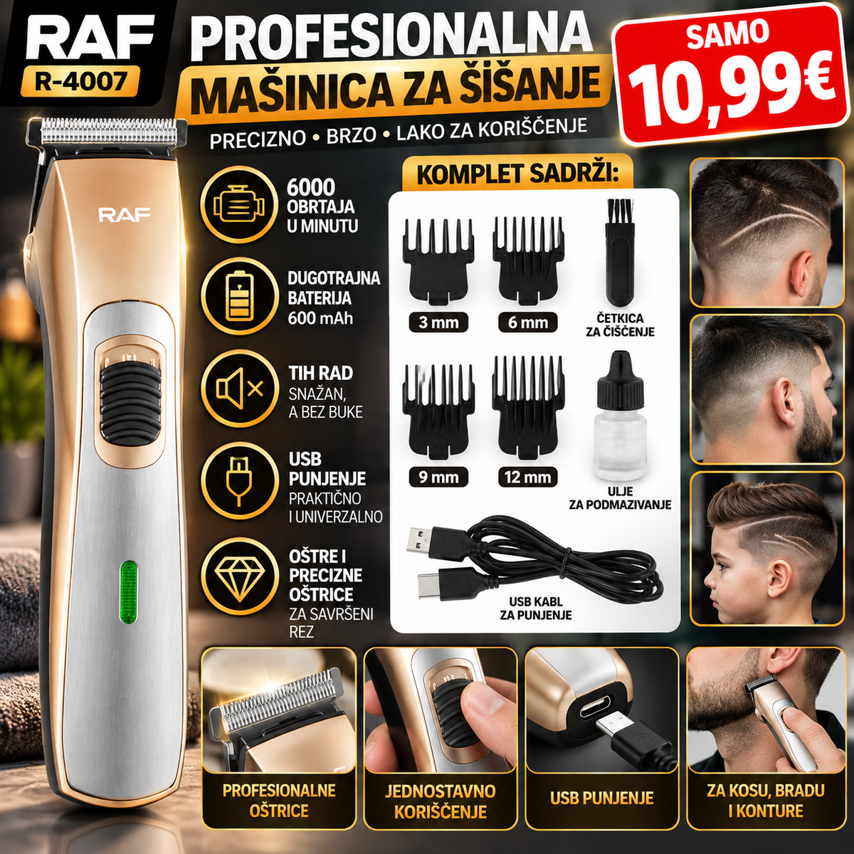 RAF R-4007 Profesionalna Mašinica za Šišanje