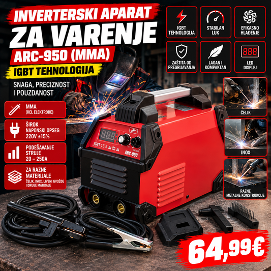 Inverterski aparat za varenje ARC-950 (MMA) – IGBT tehnologija