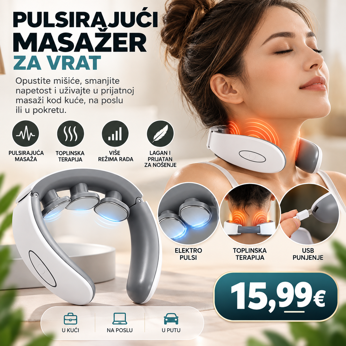 Elektrostimulator - Pulsirajući masažer za vrat