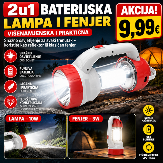 2u1 baterijska lampa i fenjer