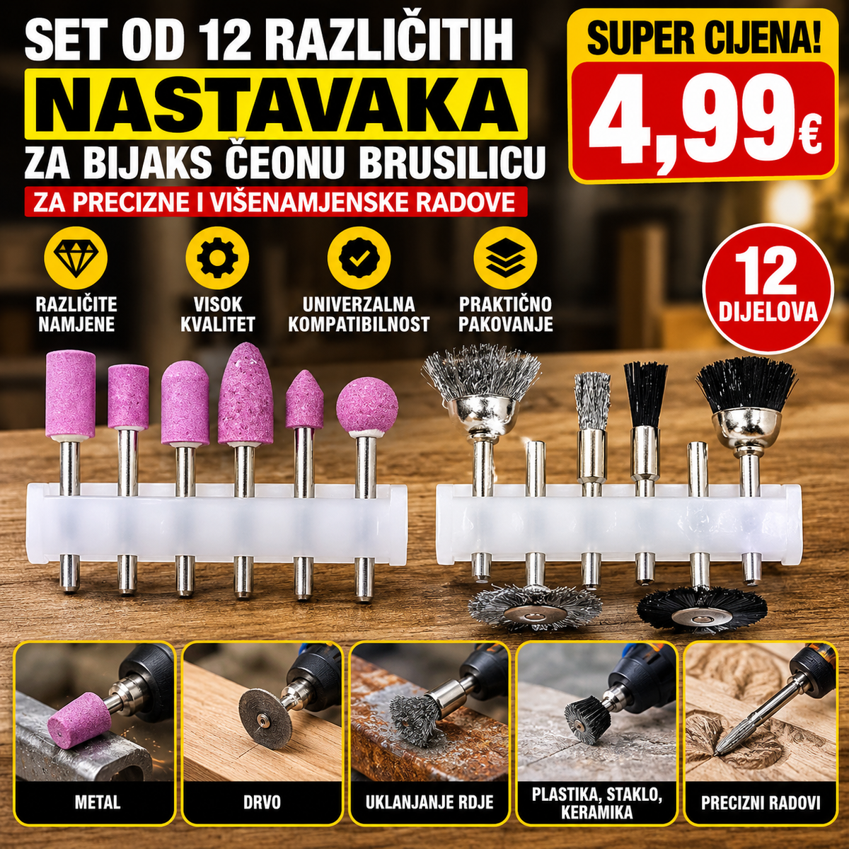 Set od 12 razlicitih nastaka za bijaks ceonu brusilicu