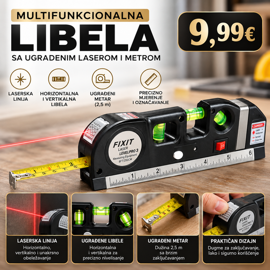 Multifunkcionalna libela sa ugradjenim laserom i metrom
