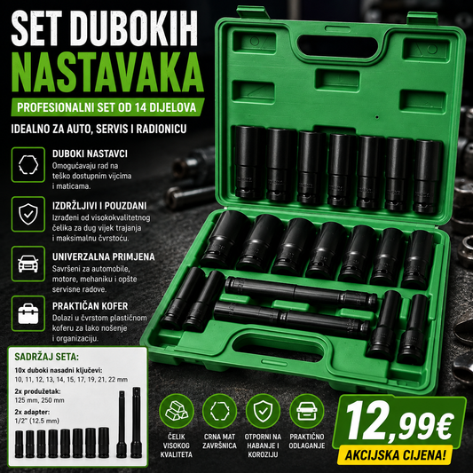SET DUBOKIH NASADNIH NASTAVAKA – PROFESIONALNI SET U KOFERU