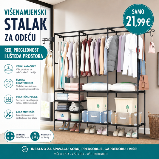 VIŠENAMJENSKI STALAK ZA ODJEĆU I OBUĆU