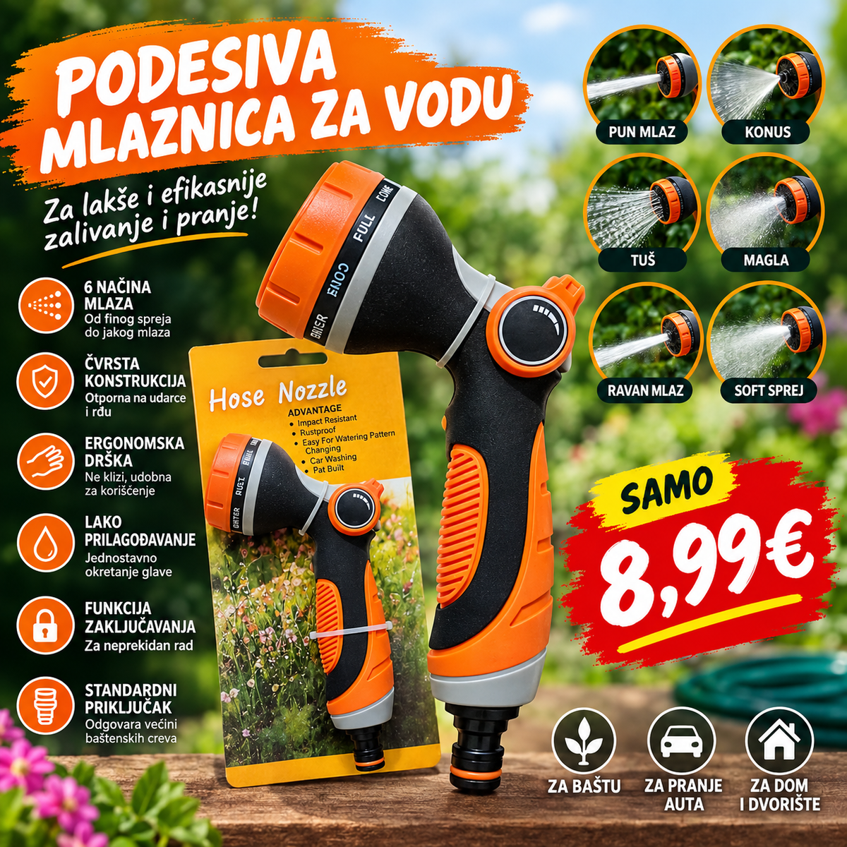 Podesiva mlaznica za vodu