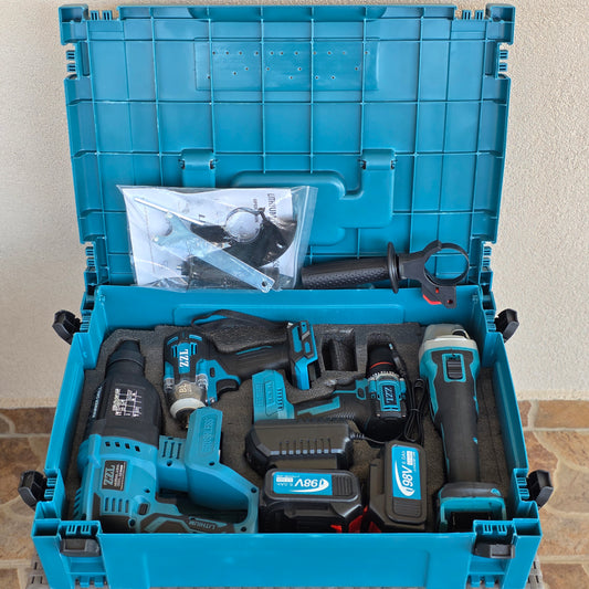 Aku set 4u1 (šrafilica, odvijač, udarna bušilica-hilti, brusilica)