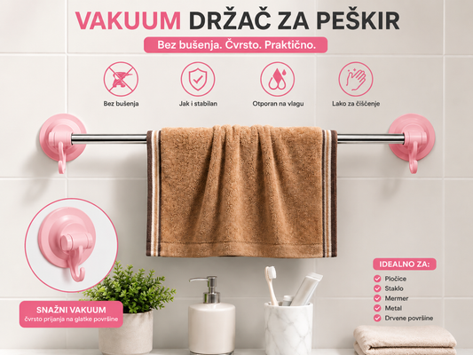 VAKUM DRŽAČ ZA PEŠKIR – BEZ BUŠENJA