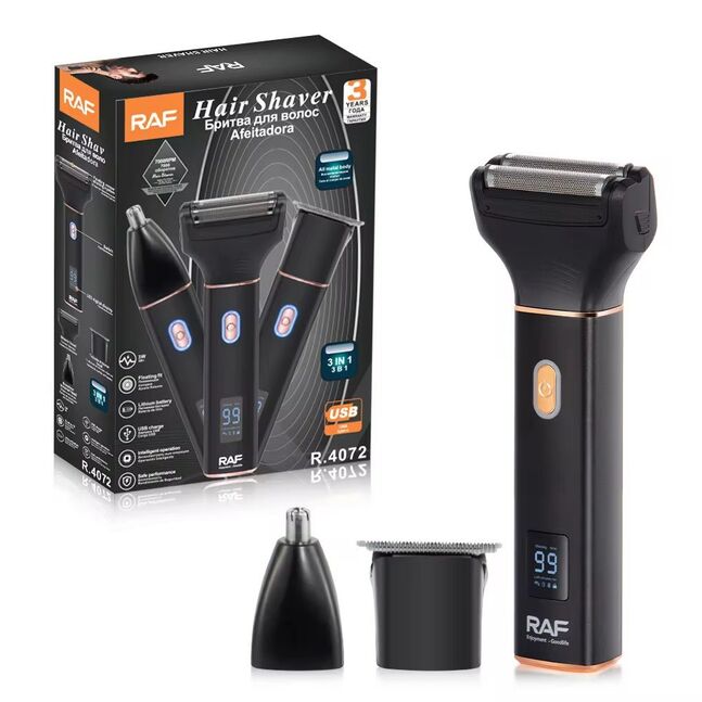 RAF – 3 u 1 Električni Brijač sa LED Displejem