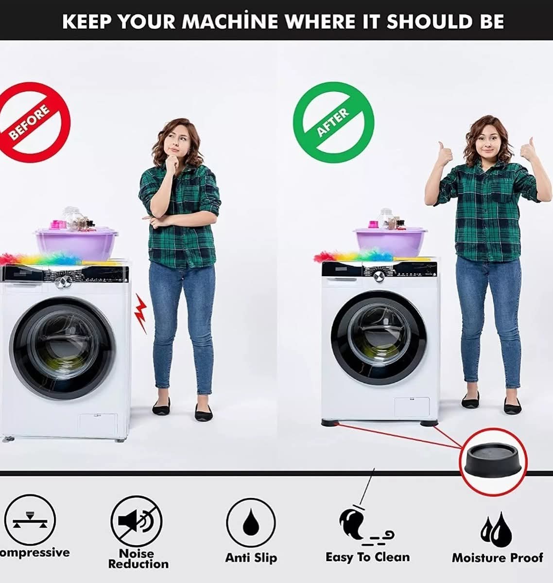 Univerzalni podmetači za veš mašinu i namještaj - 4 komada