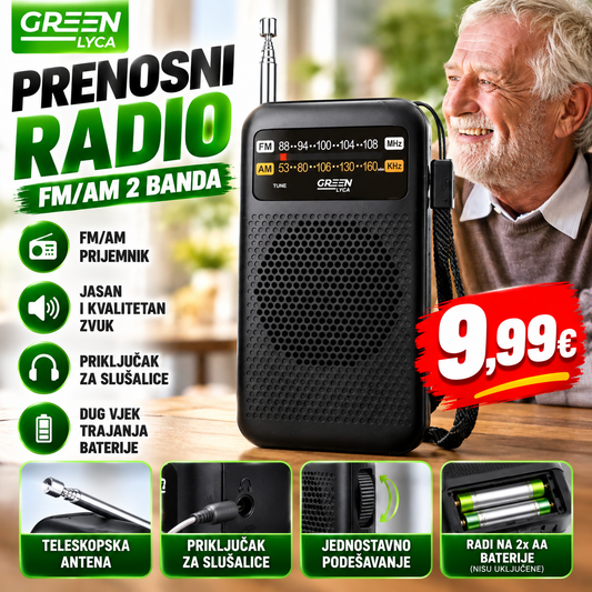 Prenosni FM/AM radio – kompaktan i jednostavan za korišćenje