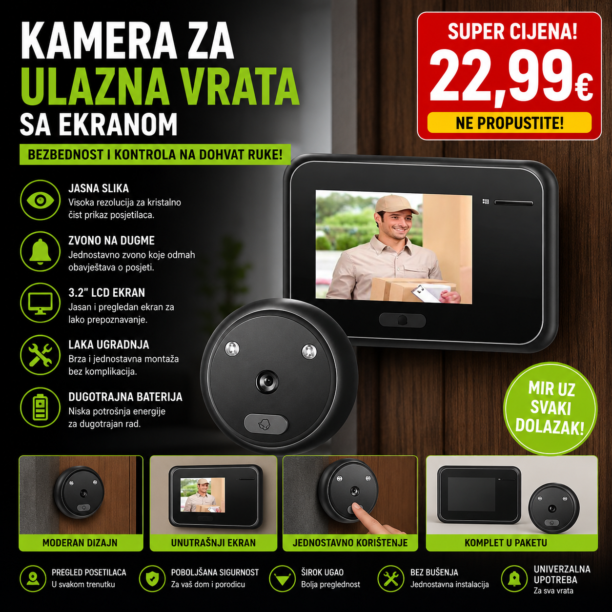 Kamera za ulazna vrata sa ekranom