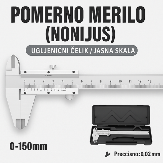 Pomjerno mjerilo (Nonijus) – 0–150 mm sa zaštitnom kutijom