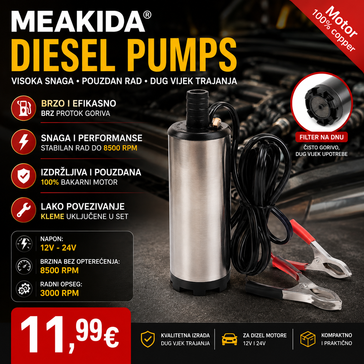 Pumpa za pretakanje goriva 12V/24V – Brzo, jednostavno i efikasno