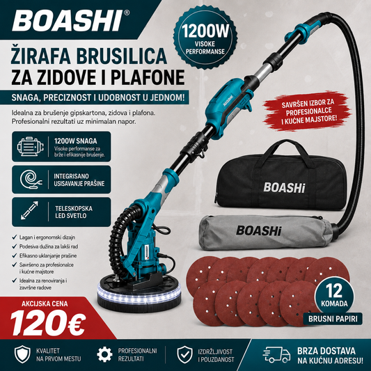 BOASHI ŽIRAFA BRUSILICA 1200W – PROFESIONALNO BRUŠENJE BEZ MUKE
