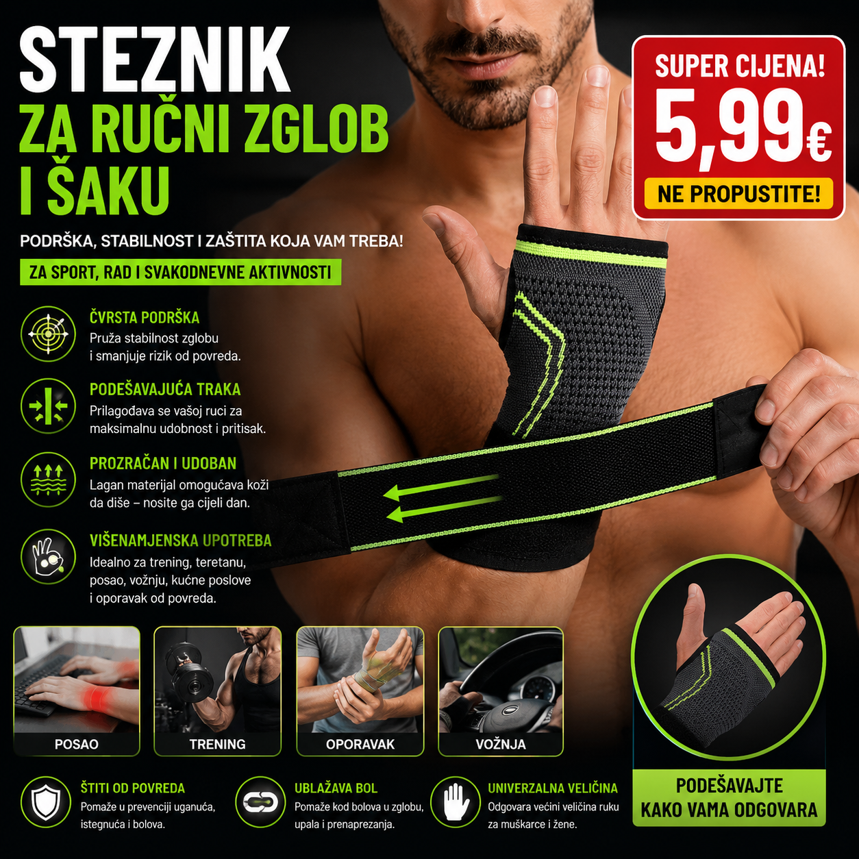 Steznik za rucni zglob i saku