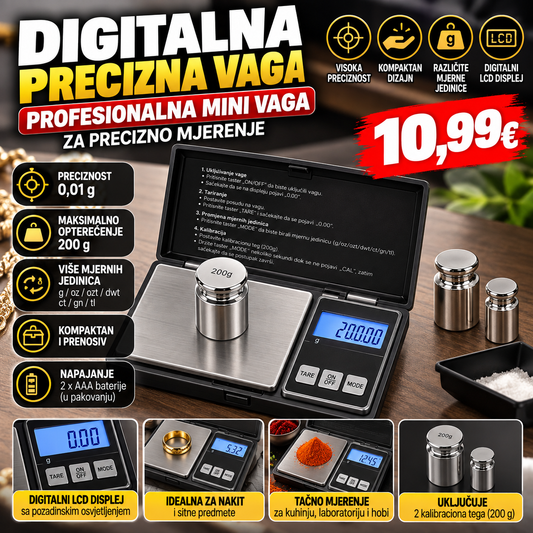 Digitalna precizna mini vaga – do 200 g