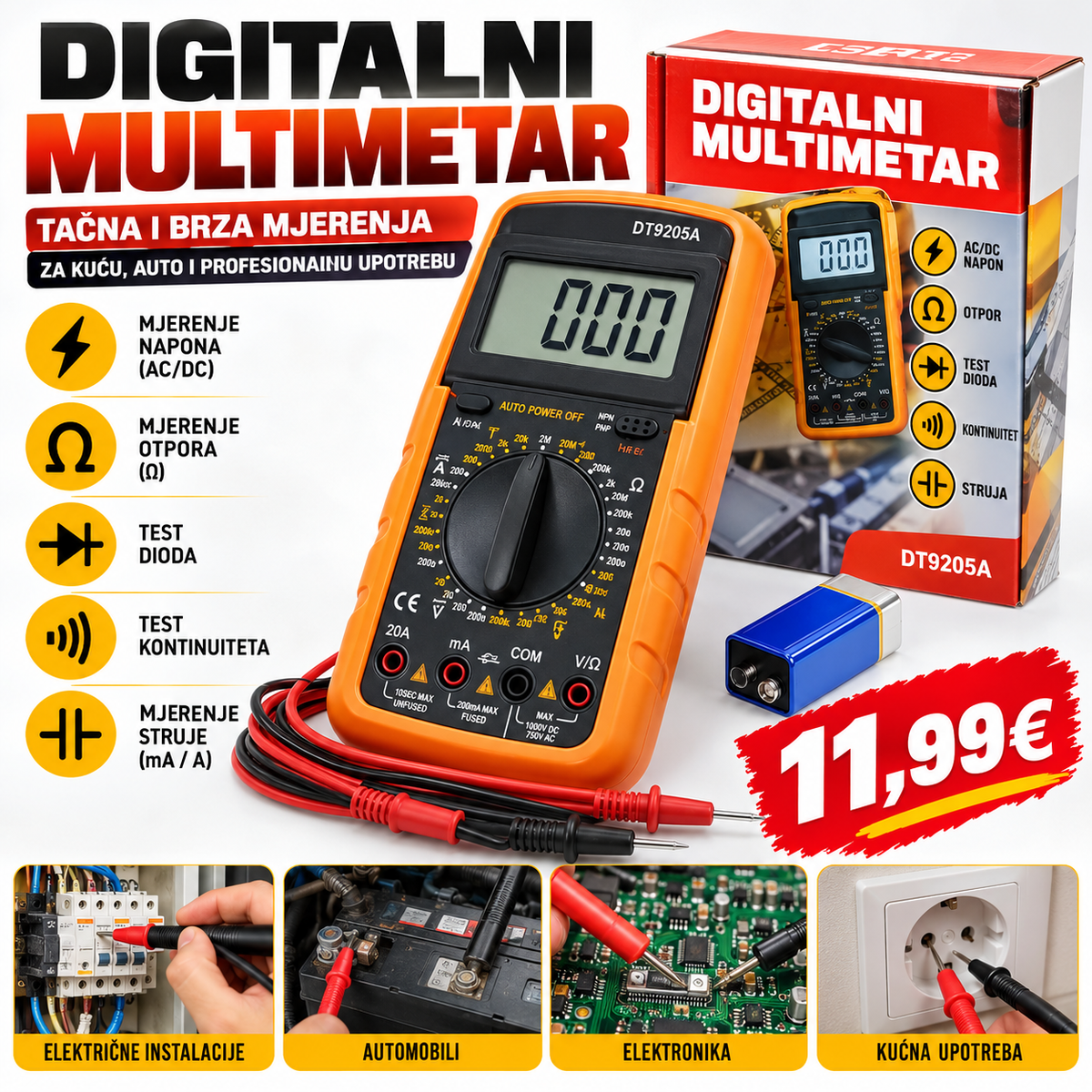 Digitalni multimetar – precizno mjerenje za kuću, auto i elektroniku