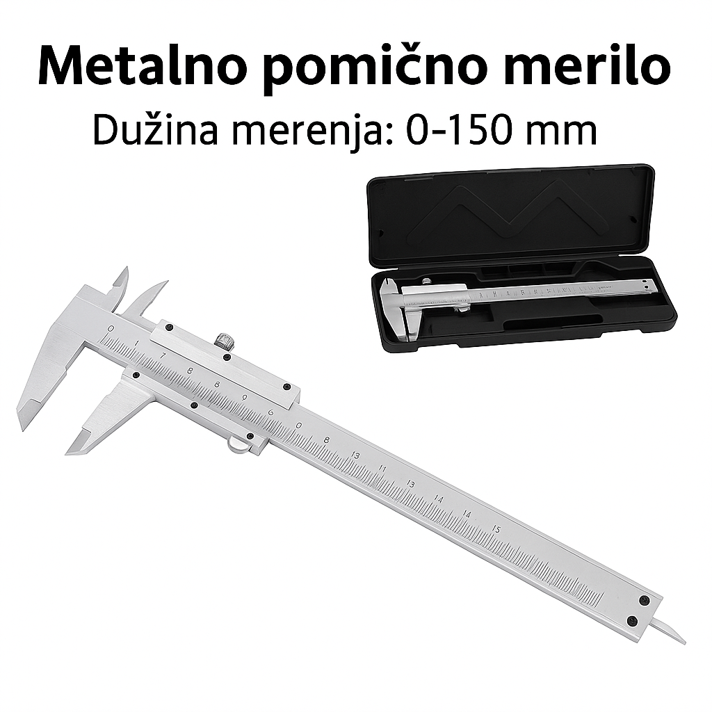 Pomjerno mjerilo (Nonijus) – 0–150 mm sa zaštitnom kutijom
