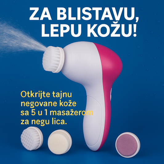 Elektricna rotirajuca cetka za ciscenje i masazu lica sa 5 nastavaka