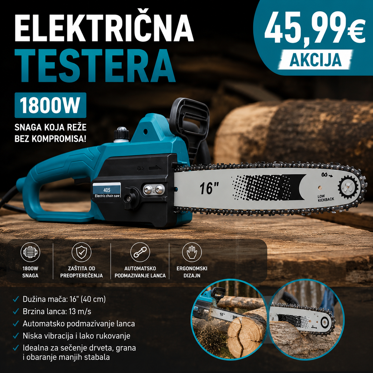 ELEKTRIČNA TESTERA 1800W – 16"