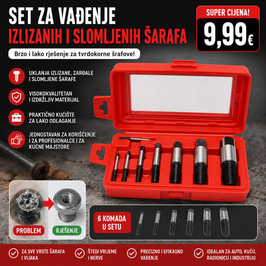 Set za vađenje izlizanih i slomljenih šarafa